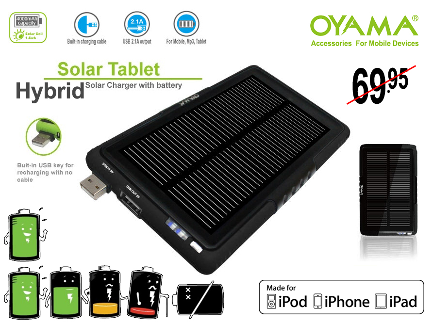 Click to Buy - Oyama Hybrid Solar Charger 4000mAh Click to Buy - Oyama Hybrid Solar Charger 4000mAh