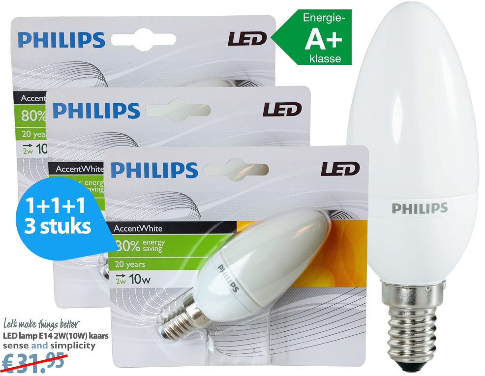 Click to Buy - Philips A-Klasse LED Lampen E14 (3 stuks) Click to Buy - Philips A-Klasse LED Lampen E14 (3 stuks)