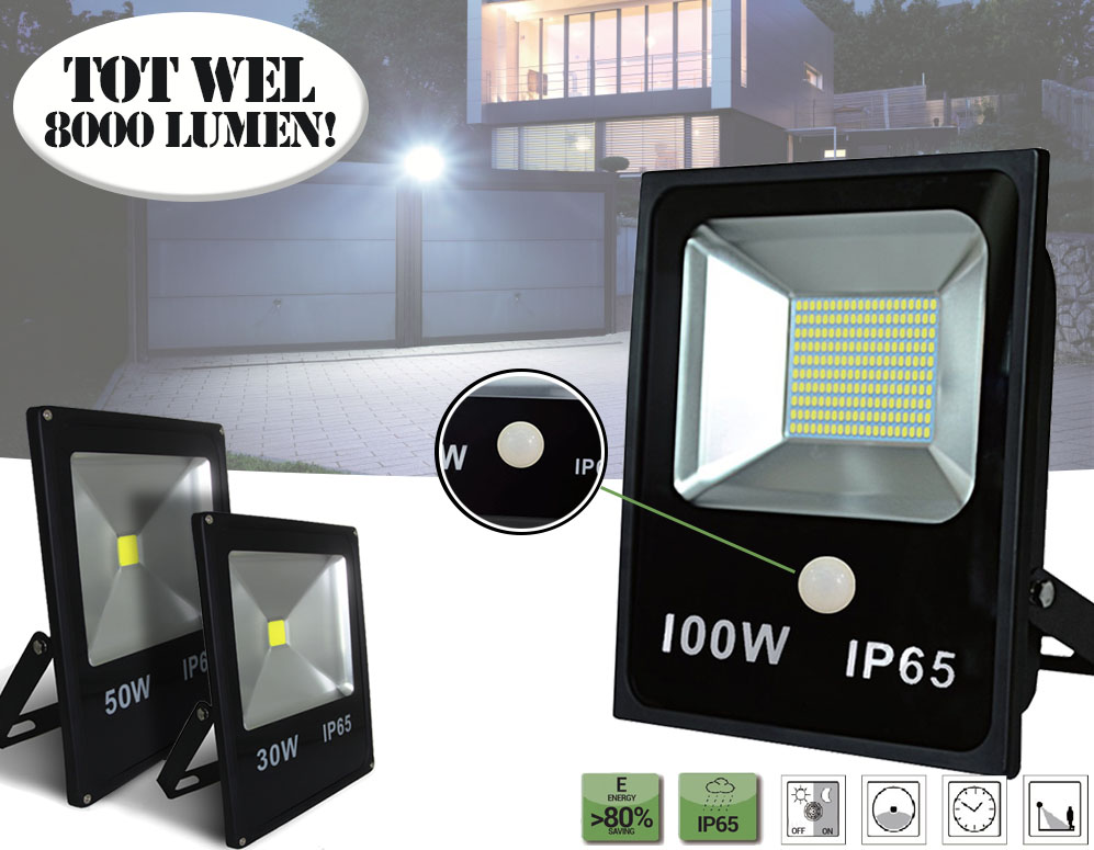Click to Buy - Platte LED Straler 30/50/100 Watt (nu ook met Sensor)