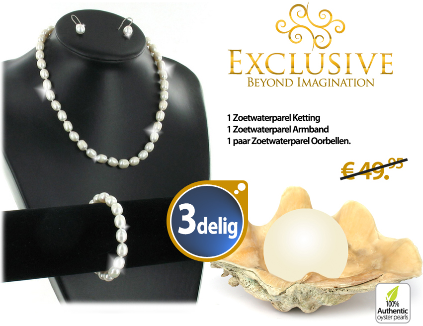 Click to Buy - Prachtige 3-delige Zoetwaterparel set