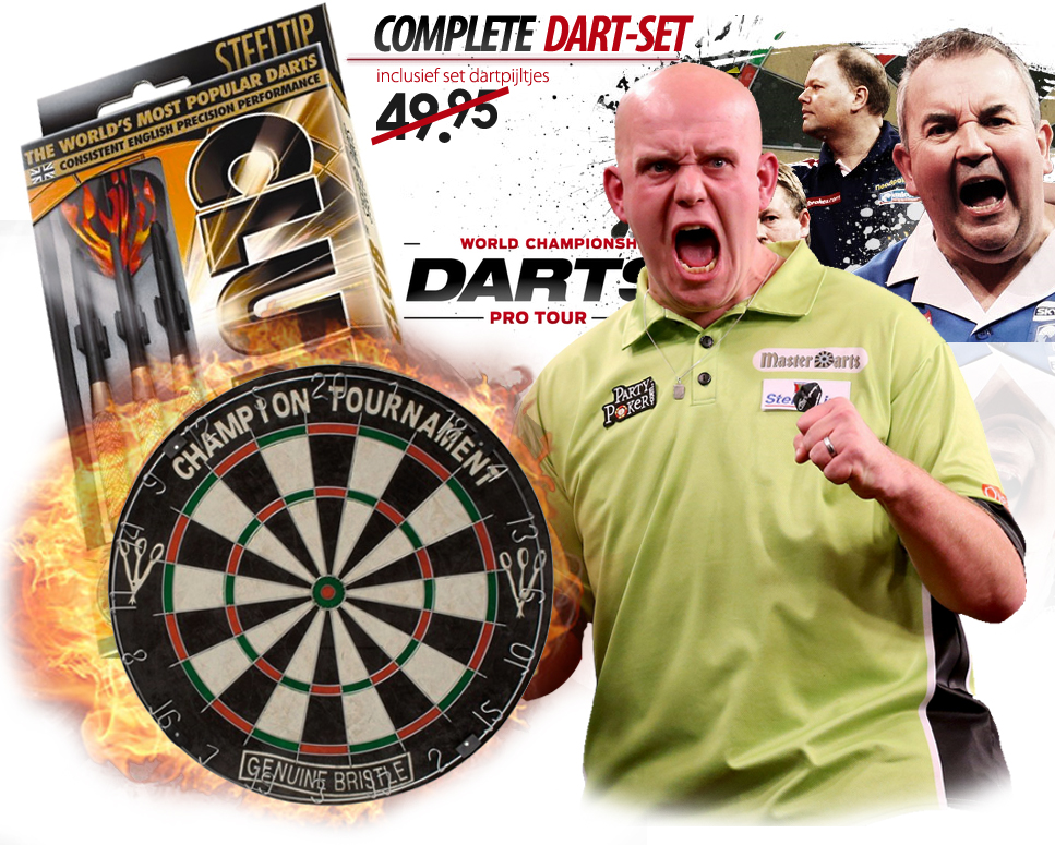 Click to Buy - Professioneel Dartboard + 3 Steeltip Pijlen Click to Buy - Professioneel Dartboard + 3 Steeltip Pijlen