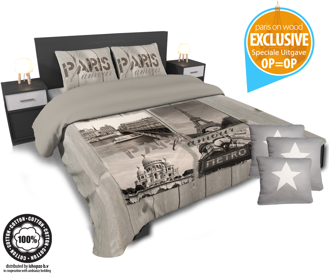 Click to Buy - Real Paris on Wood - Dekbedovertrek (Inclusief Kussenslopen) Click to Buy - Real Paris on Wood - Dekbedovertrek (Inclusief Kussenslopen)