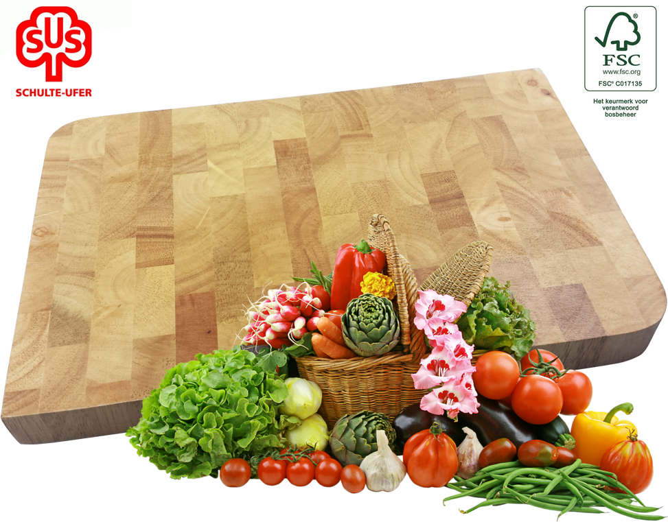 Click to Buy - Rubberwood Snijplank XL (Conform HACCP)