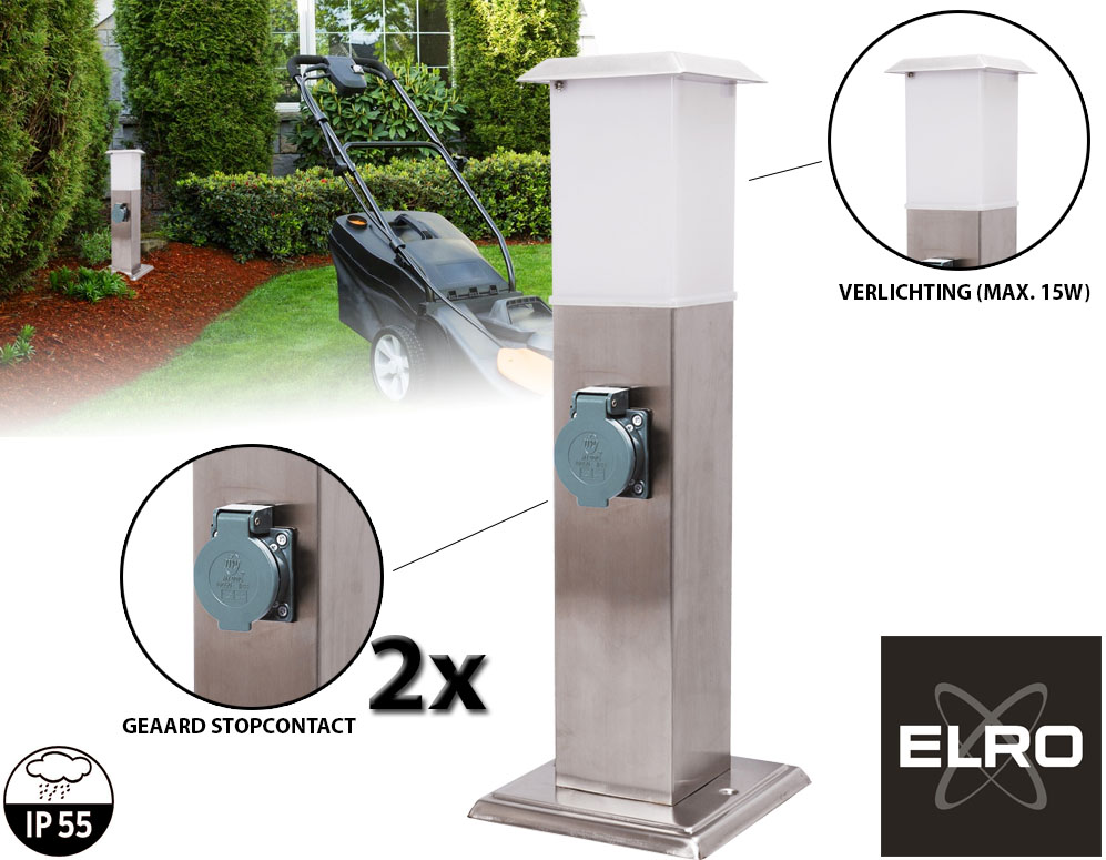 Click to Buy - RVS Tuinzuil met Stopcontacten en Verlichting Click to Buy - RVS Tuinzuil met Stopcontacten en Verlichting