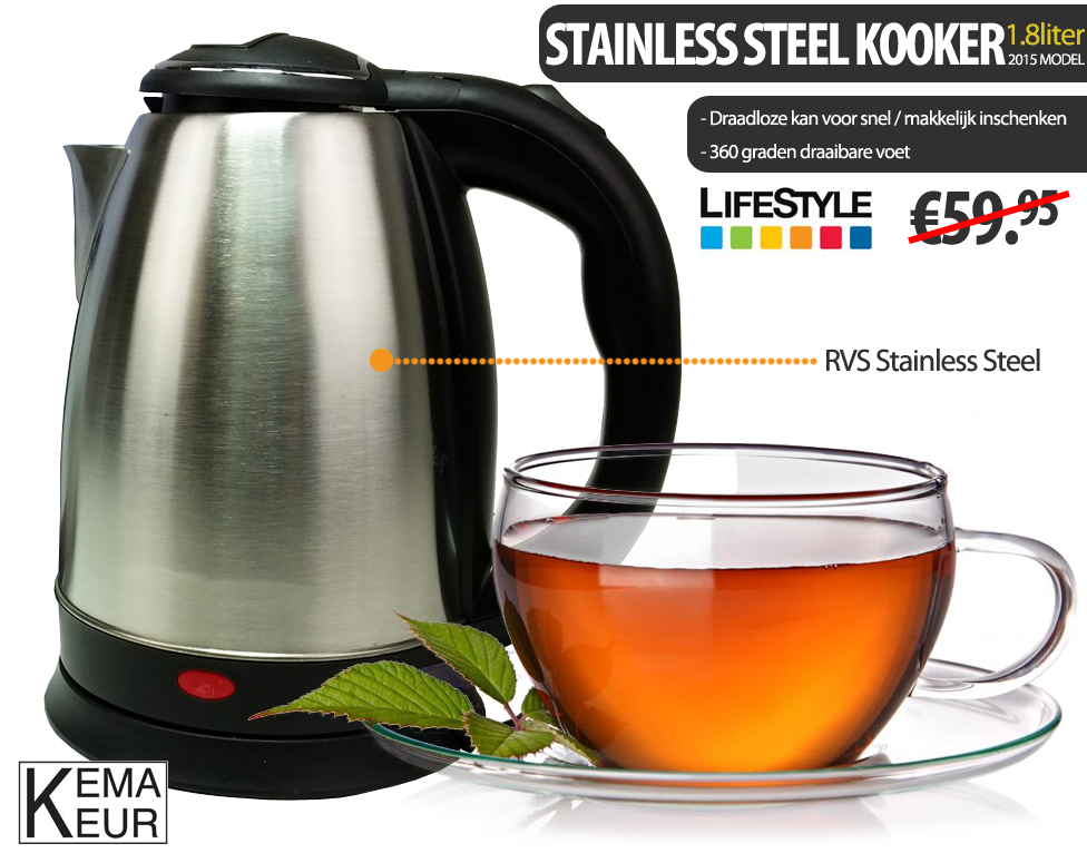 Click to Buy - RVS Waterkoker Edelstahl 1.8Liter (OP=OP)