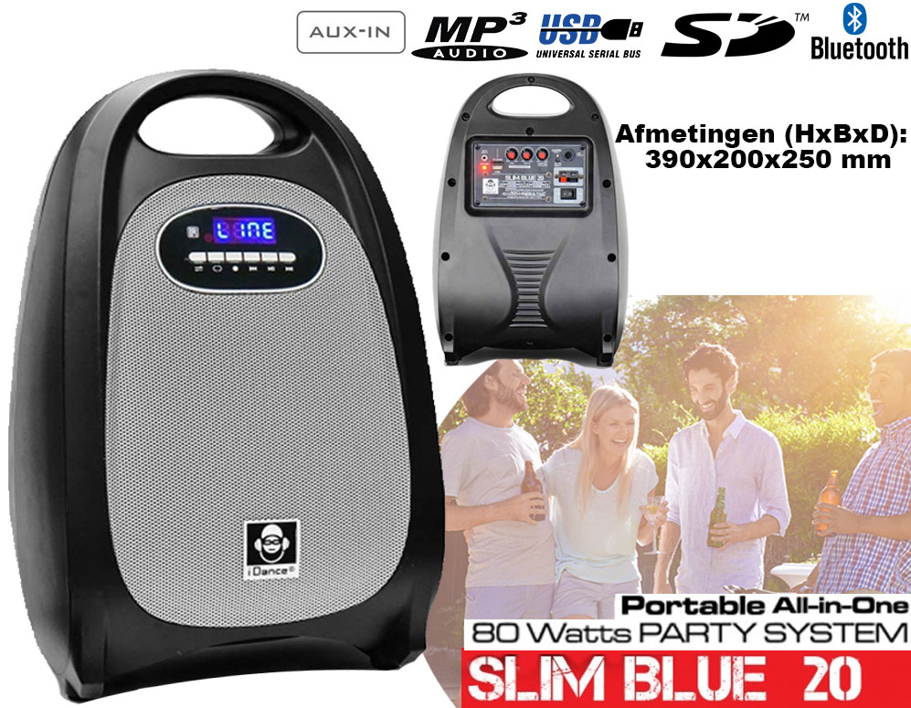 Click to Buy - Slim Blue 20 Portable 80 Watt Speaker