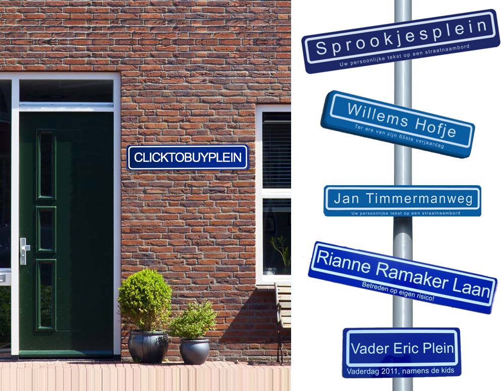 Click to Buy - Straatnaambord met tekst naar keuze Click to Buy - Straatnaambord met tekst naar keuze