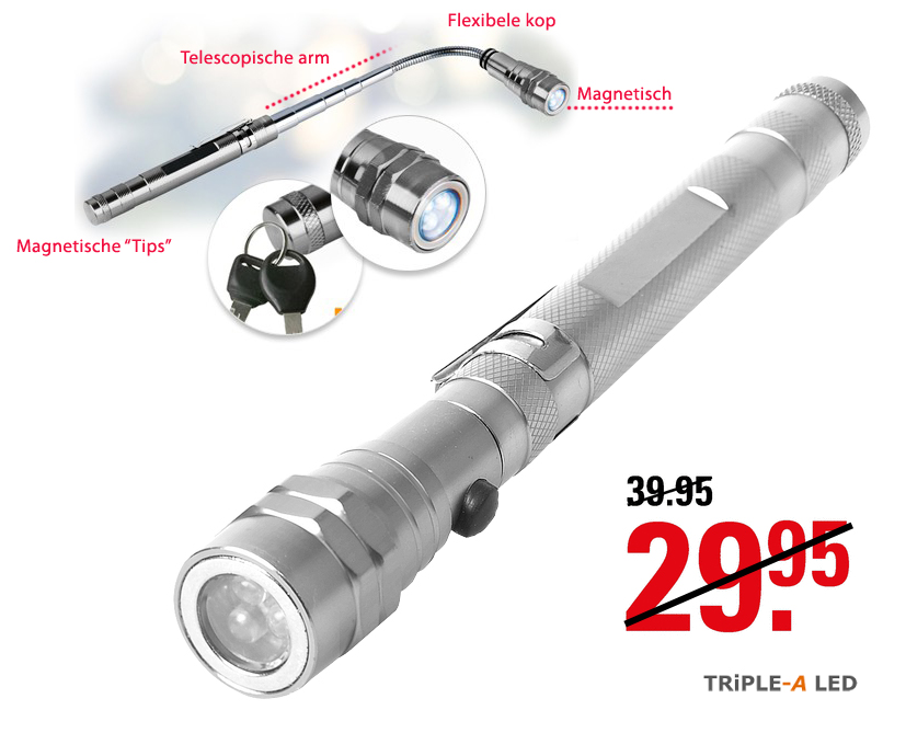 Click to Buy - Telescopische Zaklamp met Flexibele Magnetische Kop Click to Buy - Telescopische Zaklamp met Flexibele Magnetische Kop