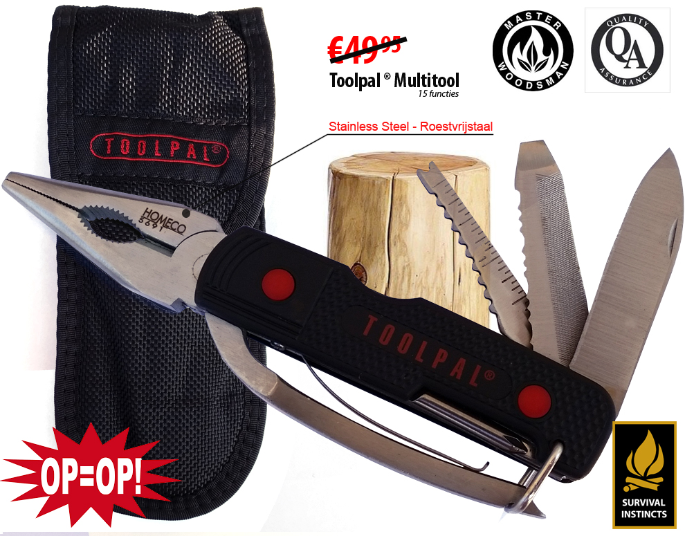 Click to Buy - Toolpal Multitool / Zakmes met 15 Functies Click to Buy - Toolpal Multitool / Zakmes met 15 Functies