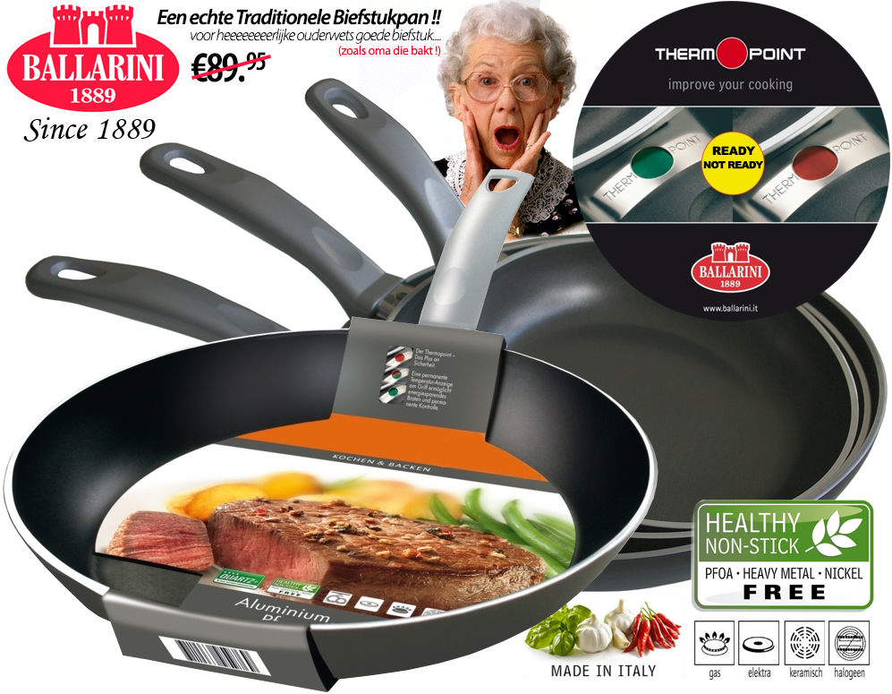 Click to Buy - Traditionele Ballarini Kwaliteits Koekenpan Click to Buy - Traditionele Ballarini Kwaliteits Koekenpan