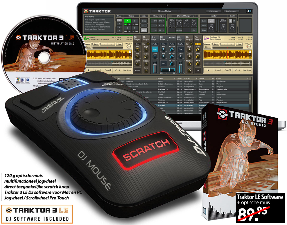 Click to Buy - Traktor 3LE DJ Software + Optische Muis