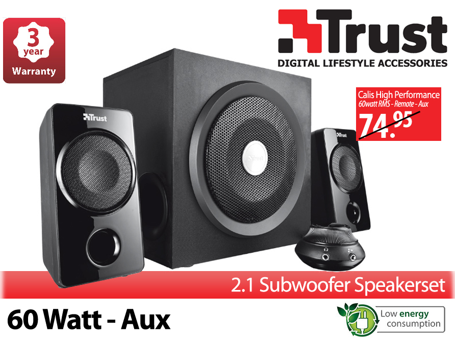 Click to Buy - Trust Calis Speaker Set + Subwoofer Click to Buy - Trust Calis Speaker Set + Subwoofer