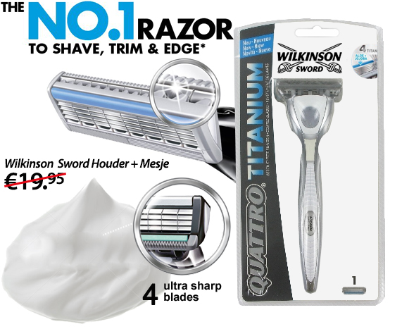 Click to Buy - Wilkinson Quattro Titanium Systeem + Mes Click to Buy - Wilkinson Quattro Titanium Systeem + Mes