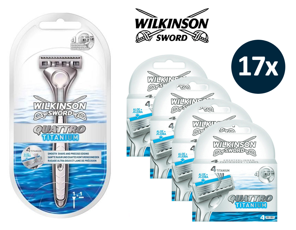 Click to Buy - Wilkinson Titanium + 17 mesjes Click to Buy - Wilkinson Titanium + 17 mesjes