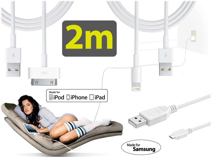 Click to Buy - XXL USB-kabel iPhone/iPad/Samsung