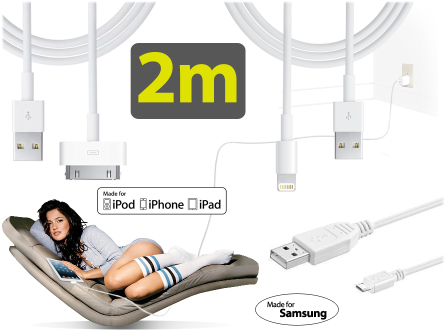 Click to Buy - XXL USB-kabel iPhone / iPad / Samsung Click to Buy - XXL USB-kabel iPhone / iPad / Samsung