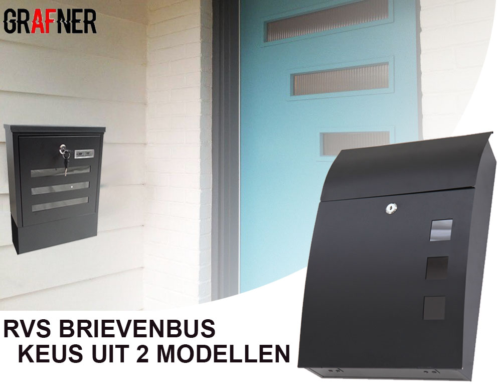 Click to Buy - Zwarte Grafner RVS Brievenbus Rond of Vierkant model