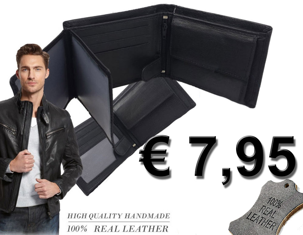 Click to Buy - Zwarte Lederen Heren Portemonnee