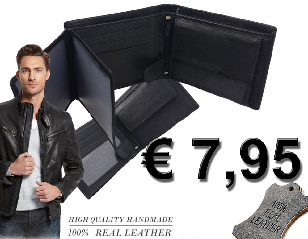 Click to Buy - Zwarte Lederen Heren Portemonnee Click to Buy - Zwarte Lederen Heren Portemonnee
