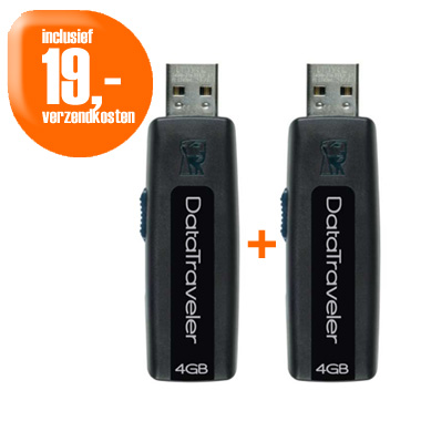 Dagactie - Kingston Datatraveler 100, 4Gb Duopack Dagactie - Kingston Datatraveler 100, 4Gb Duopack