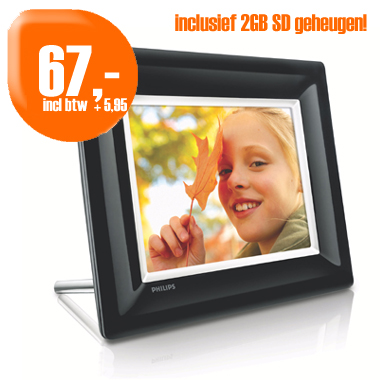 Dagactie - Philips Photoframe 8Ff3fpb Zwart + 2Gb Sd Dagactie - Philips Photoframe 8Ff3fpb Zwart + 2Gb Sd