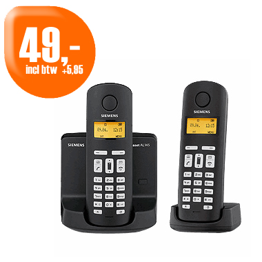Dagactie - Siemens Gigaset Al145 Duo Draadloze Huistelefoon Dagactie - Siemens Gigaset Al145 Duo Draadloze Huistelefoon