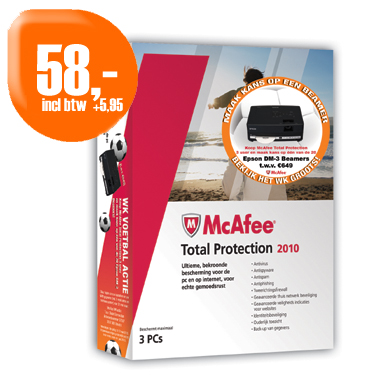 Dagactie - Wk-actie : Mcafee Total Protection 2010 3 User Nl