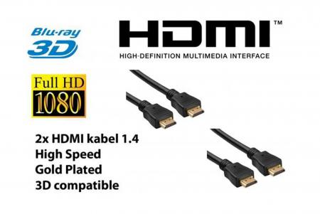 Dagknaller - 2 Stuks High Speed Hdmi Kabel V1.4 (1.8 Meter) Dagknaller - 2 Stuks High Speed Hdmi Kabel V1.4 (1.8 Meter)