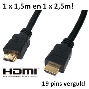 Dagknaller - 2 X Hdmi 1.2 Kabel - 1,5 Meter En 2,5 Meter