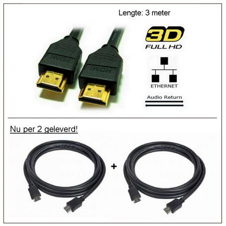 Dagknaller - 2X Hdmi 1.4 Kabel  3 Meter