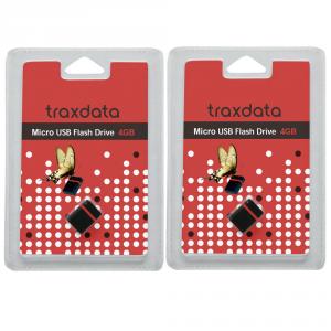 Dagknaller - 2X Traxdata Micro Usb 2.0 Flash Drive 4Gb