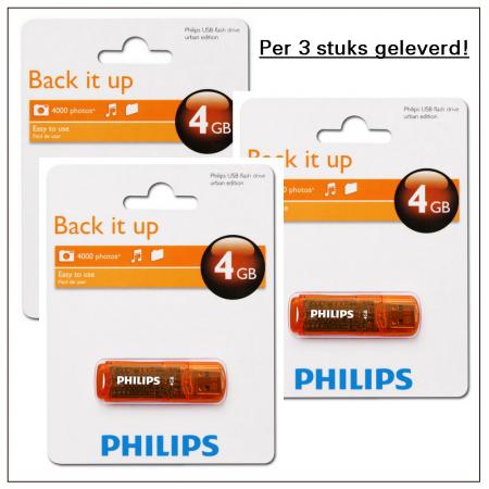 Dagknaller - 3X Philips Usb Stick - 4 Gb Dagknaller - 3X Philips Usb Stick - 4 Gb