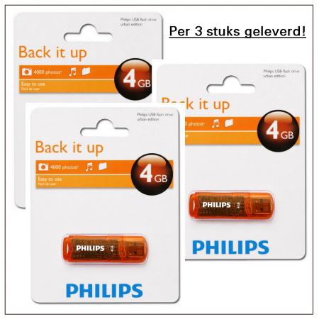 Dagknaller - 3X Philips Usb Stick - 4 Gb