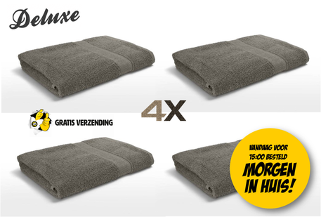 Dagknaller - Capetown Handdoeken - Taupe 70X140 Cm - 4 Stuks!! Dagknaller - Capetown Handdoeken - Taupe 70X140 Cm - 4 Stuks!!