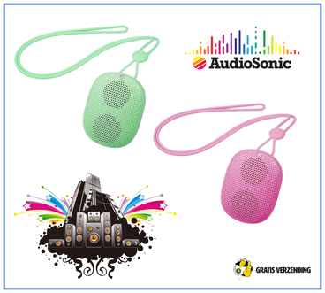 Dagknaller - Draagbare Audiosonic Speakers Met Bluetooth - Groen En Roze Dagknaller - Draagbare Audiosonic Speakers Met Bluetooth - Groen En Roze