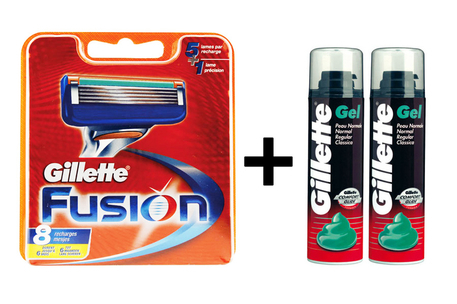 Dagknaller - Gilette Fusion 8 Mesjes Incl. Gratis 2X Scheerschuim Dagknaller - Gilette Fusion 8 Mesjes Incl. Gratis 2X Scheerschuim