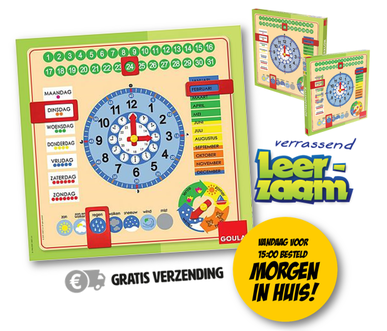 Dagknaller - Goula Houten Kalenderklok - Leerklok Dagknaller - Goula Houten Kalenderklok - Leerklok