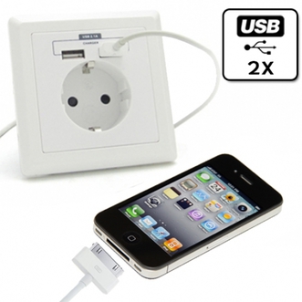 Dagknaller - Inbouwstopcontact Met 2 Usb Poorten Dagknaller - Inbouwstopcontact Met 2 Usb Poorten