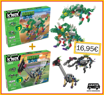 Dagknaller - K'nex Beasts Alive Tri-Stego + Bronto Bouwset - 2 Set