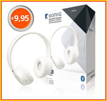 Dagknaller - Konig Bluetooth Stereo Headset Wit Dagknaller - Konig Bluetooth Stereo Headset Wit