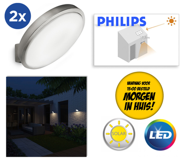 Dagknaller - Philips Mygarden Moon Wandlamp - Zilver 2 Stuks Dagknaller - Philips Mygarden Moon Wandlamp - Zilver 2 Stuks