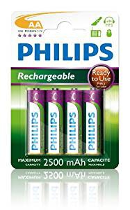Dagknaller - Philips Oplaadbare Batterijen 4Xaa 2500Mah