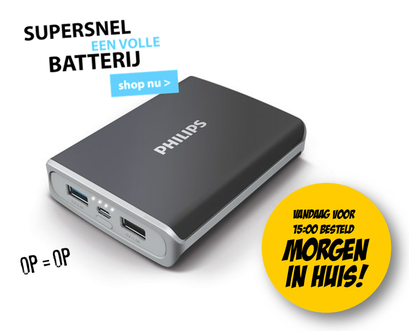 Dagknaller - Philips Usb-Batterij Dlp10403/10 - Voordelig Opladen! 10.400 Mah