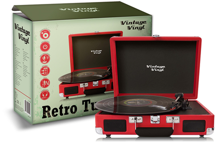 Dagknaller - Retro Platenspeler Rood Dagknaller - Retro Platenspeler Rood