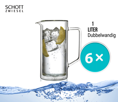 Dagknaller - Schott Zwiesel - Dubbelwandige Glazen Karaf 1L 6 Stuks!! Dagknaller - Schott Zwiesel - Dubbelwandige Glazen Karaf 1L 6 Stuks!!