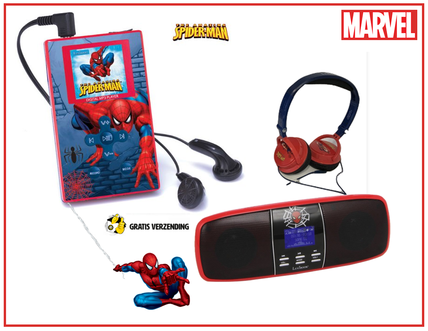 Dagknaller - Spiderman - Mini Boombox, Hoofdtelefoon Set En Mp4