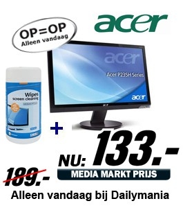 Daily Mania - acer P225HQBD inclusief 100st TFT schoonmaakdoekjes - 21,5"  breedbeeld monitor