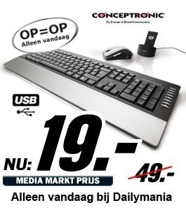 Daily Mania - Conceptronic CKMSWLUK - Wireless keyboard en muis