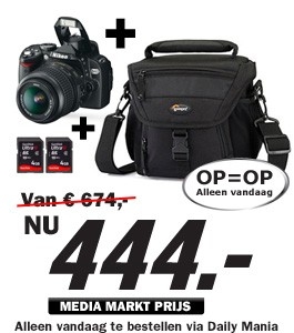 Daily Mania - Nikon D60 18-55VR + Sandisk + Lowepro - Digitale spiegelreflexcamera + tas + 2 geheugenkaarten Daily Mania - Nikon D60 18-55VR + Sandisk + Lowepro - Digitale spiegelreflexcamera + tas + 2 geheugenkaarten