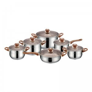 Day Dealers - 12 Delige Pannenset van Royalty Line Hout look Day Dealers - 12 Delige Pannenset van Royalty Line Hout look